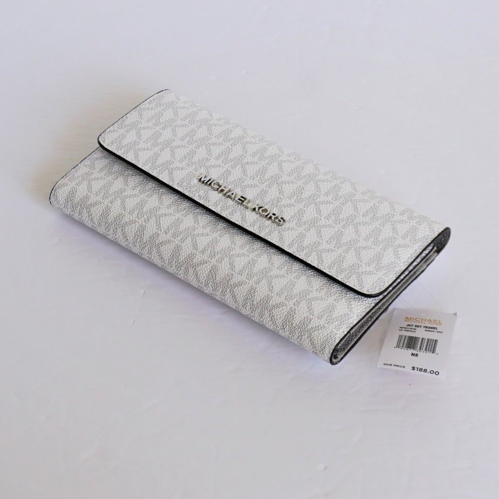 Michael Kors JST LG Trifold Wallet MK White Grey